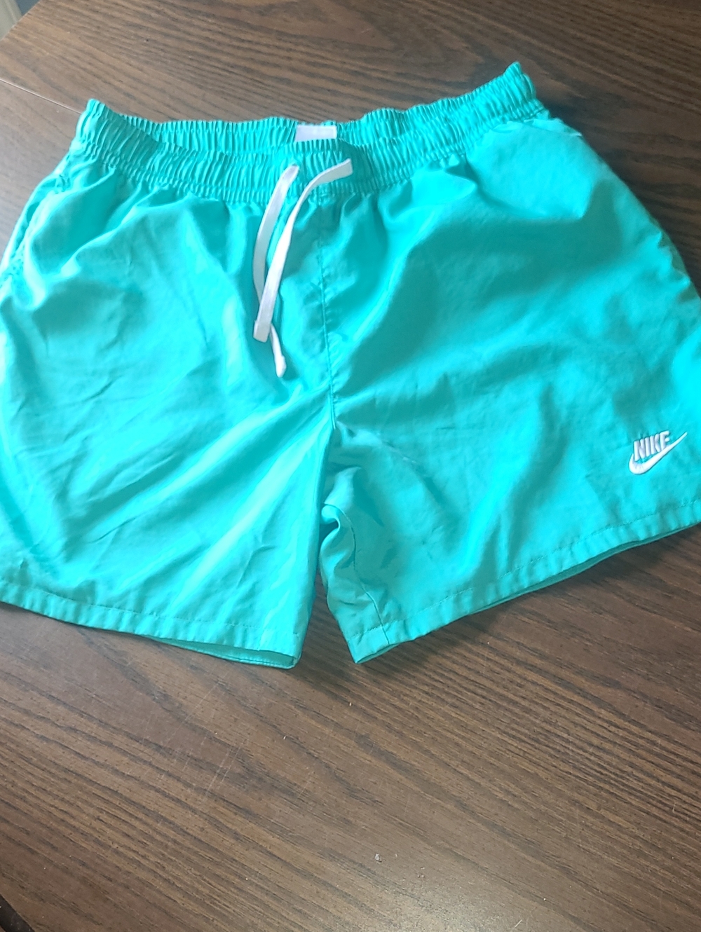 Y2k Nike Aqua Swim Shorts with White Drawstring Mens Size L